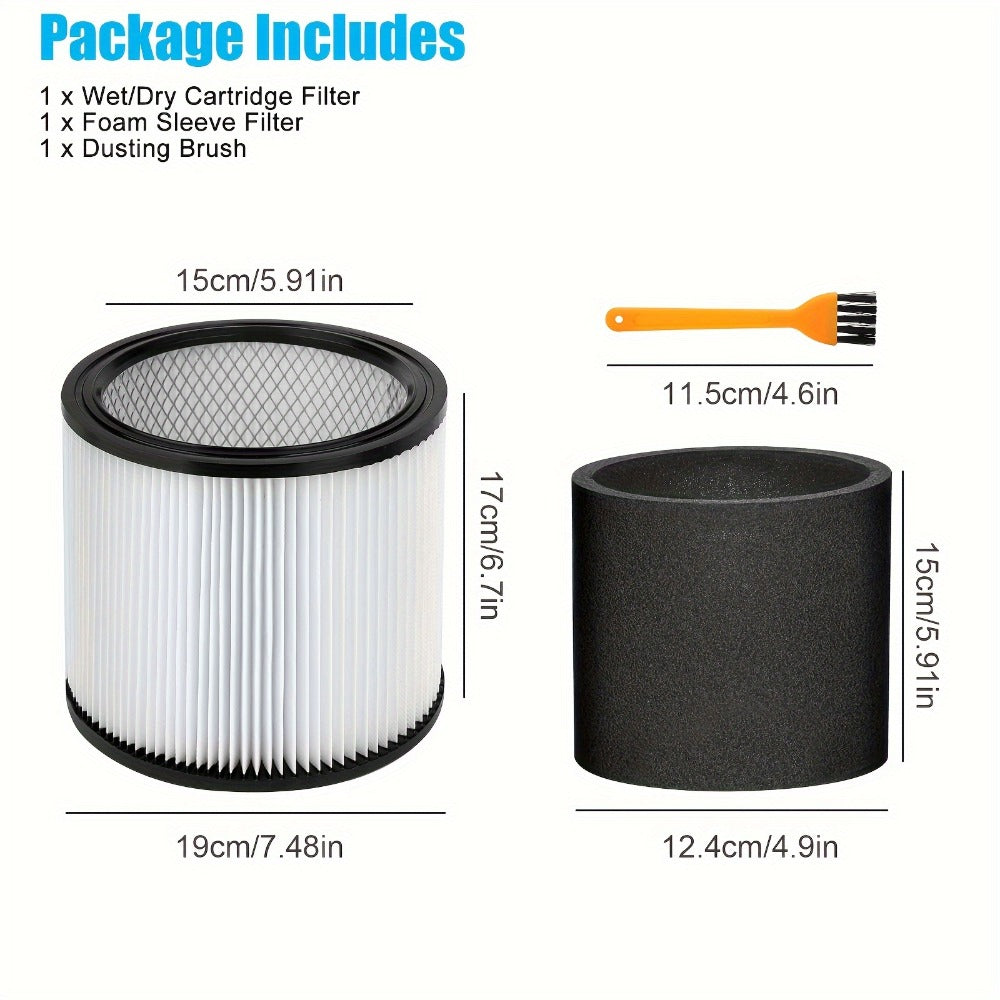 Shop Vac Replacement Filter 2-Pack – Washable Cartridge Filter Compatible with 90350 90304 90333, Fits Most Wet Dry Vacuum 5 Gallon and Above, Reusable Wet Dry Vac Filter Set - product image 2