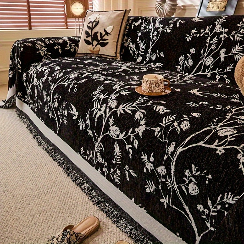Sofa Cover Chenille Thickened Non-Slip Couch Slipcover Floral Pattern for Living Room Office Pet-Safe All-Season — 1 2 3 4 Seater Sizes - product image 9