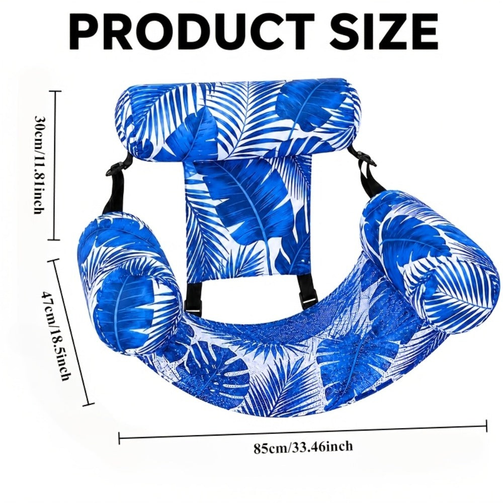 Tropical Leaf Inflatable Pool Float Lounger for Adults | Hammock Chair with Adjustable Back & Head Support, Buoyant Pillow, Fabric Cover, Pool Lake Beach - product image 2