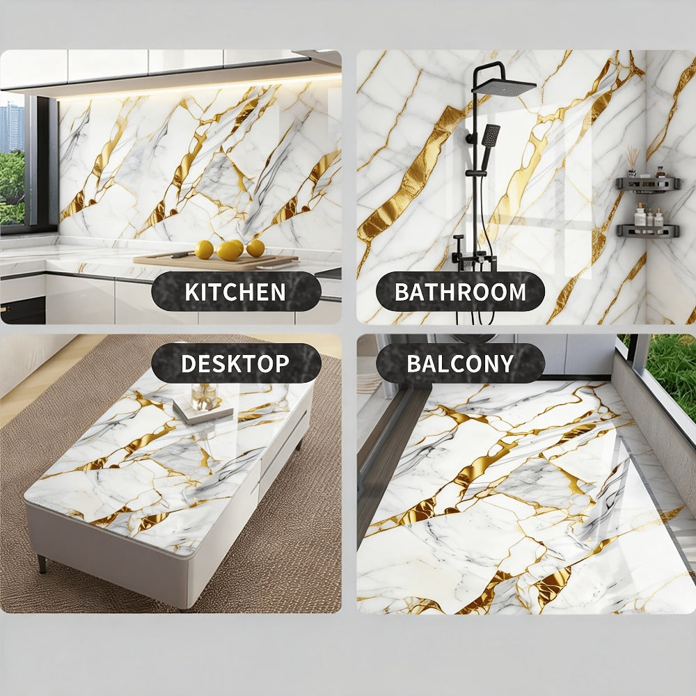 Self-Adhesive Marble Tile Stickers 11.8x11.8in Peel and Stick Wall Tiles for Bathroom Kitchen Backsplash – Waterproof 3D Glossy Imitation Marble Wall Panel, Easy to Install, 50 or  - product image 18