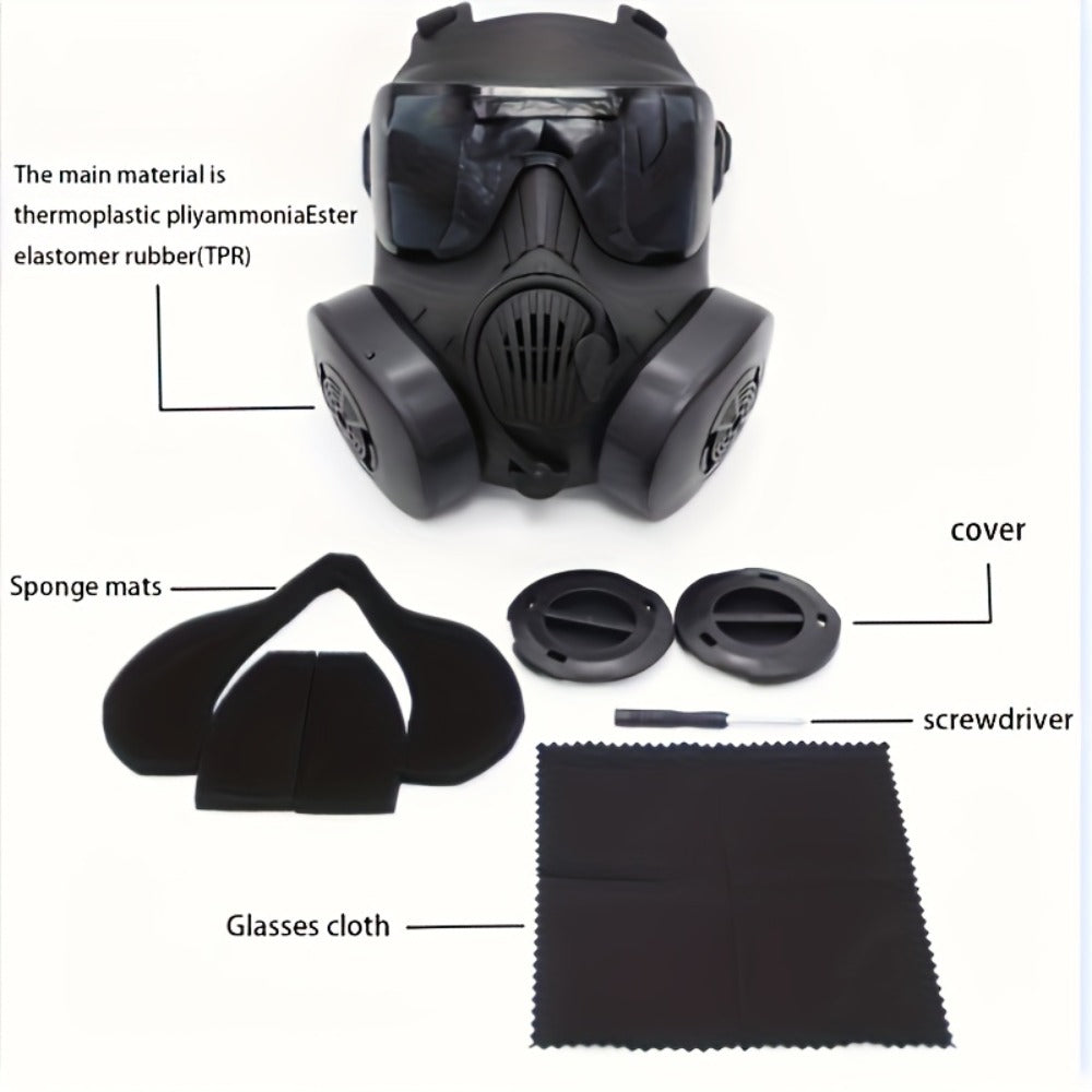 Military Face Mask for Men Halloween Cosplay Role Play CS Simulation Outdoor Camping Movie Stage Props Cool Dress Up Black Tri-Color | Tactical CS Costume Prop Mask Plastic Airsoft Style