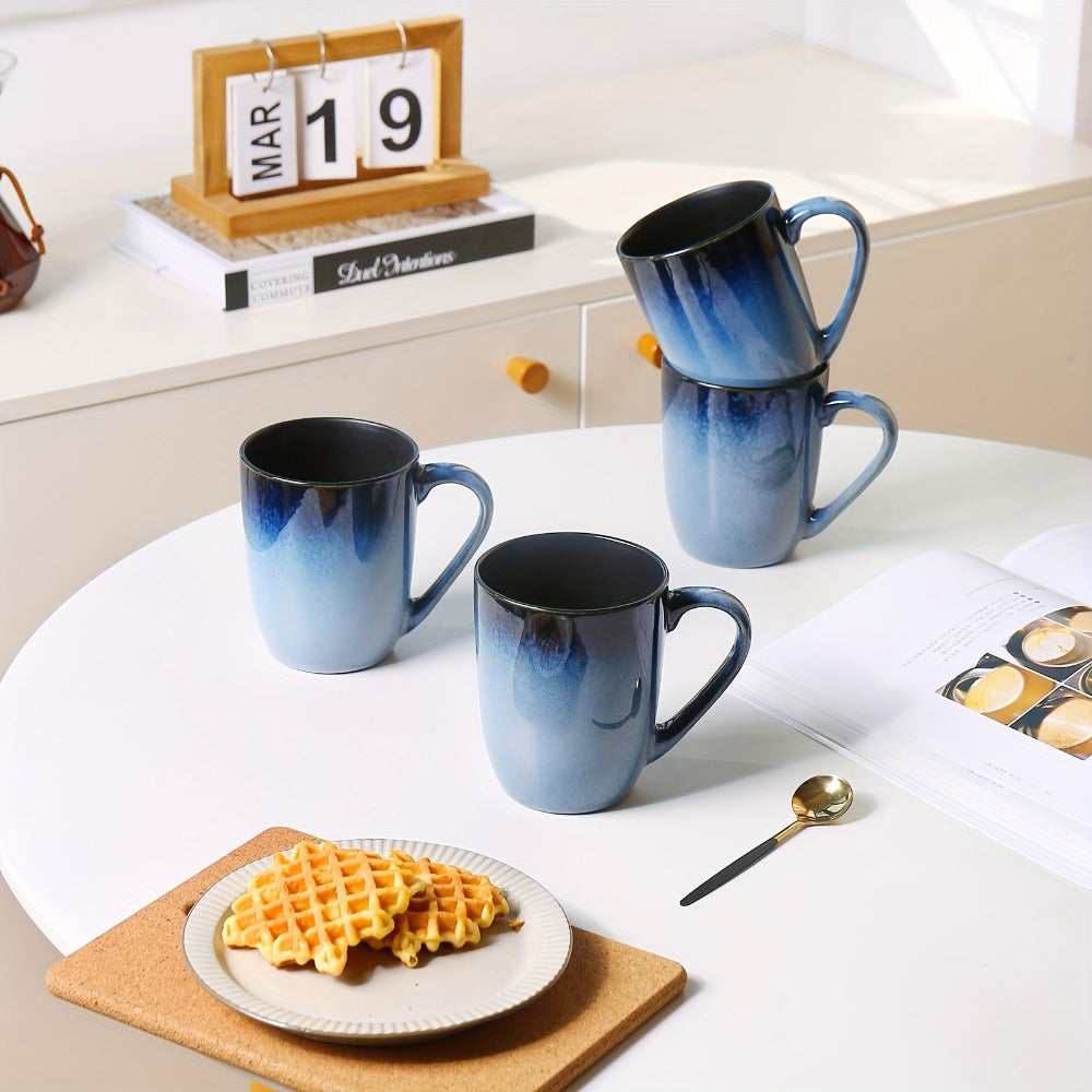 Gradient Blue Ceramic Mugs Set of 6 – 14 Oz Reaction Glaze Coffee Mugs – Durable Stain-Resistant Unique Design – Perfect for Coffee, Tea & Gifting at Weddings, Parties & Holidays - product image 7