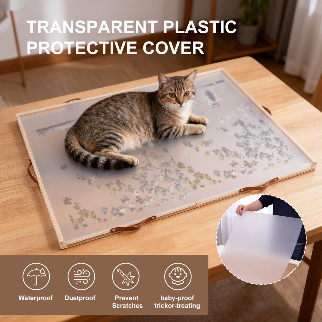 Large Puzzle Board Organizer with Dust Cover for 1500 Pieces, Ergonomic Gift for Adults & Seniors – Jigsaw Puzzle Table 35"x27" with 360° Rotating Turntable - product image 3