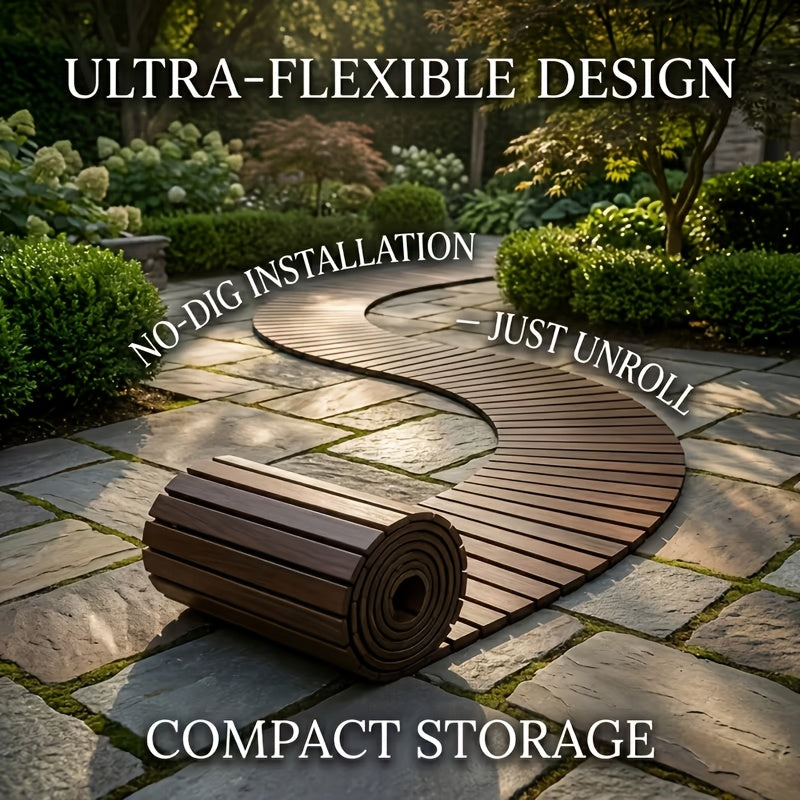 Roll-up Wooden Garden Walkway, Slip-resistant and Weather-resistant Outdoor Path, Suitable for Lawns, Terraces, Courtyards, and Flower Bed Edges - product image 8