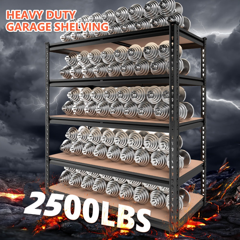 Heavy Duty Garage Shelving Unit 5-Tier Metal Storage Shelf – 2000/2500 LBS Capacity Adjustable Steel Shelves for Garage, Basement & Warehouse | 60"/72" H Utility Rack for Kitchen,  - product image 2