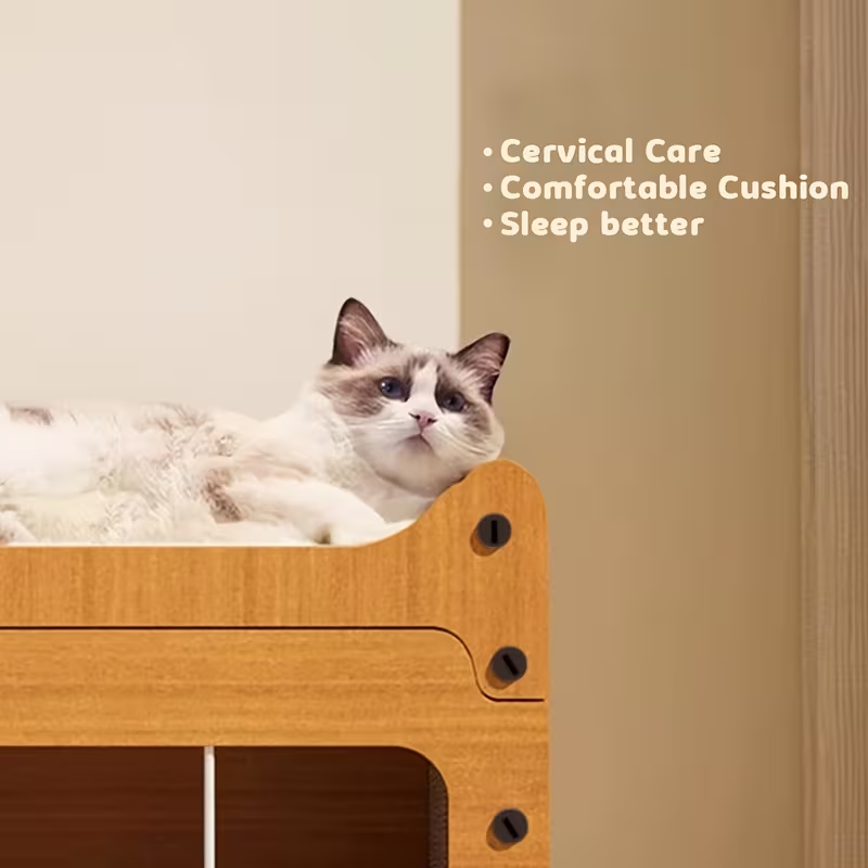 Multi-Level Cat House for Indoor Cats with Dual Scratching Posts, Plush Balls & Ventilation Doors, 21 Inch Spacious Cat Tower for Kittens & Adult Cats, Double - product image 6