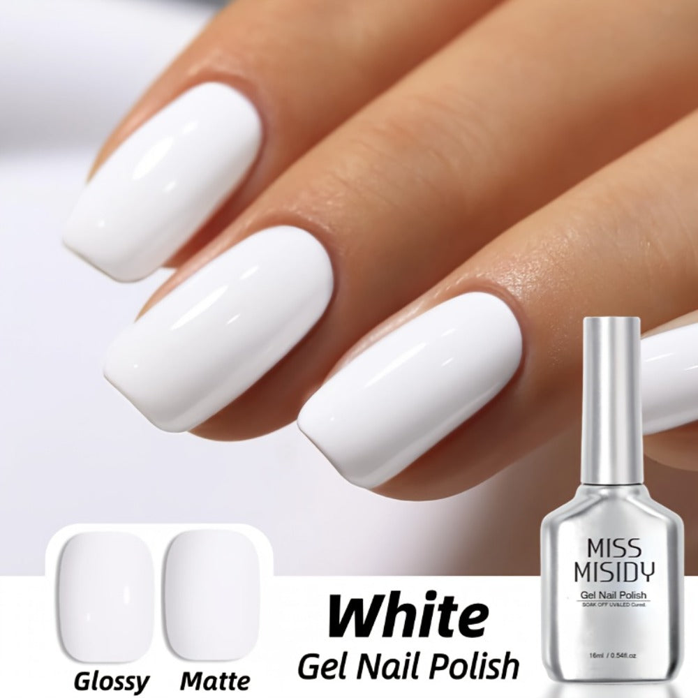 Odorless Gel Nail Polish Black & White 0.54oz MISS MISIDY Soak-Off UV LED Durable High Gloss – Self-Leveling Easy Application for Salon & Home Manicure Pedicure, Classic Minimalist - product image