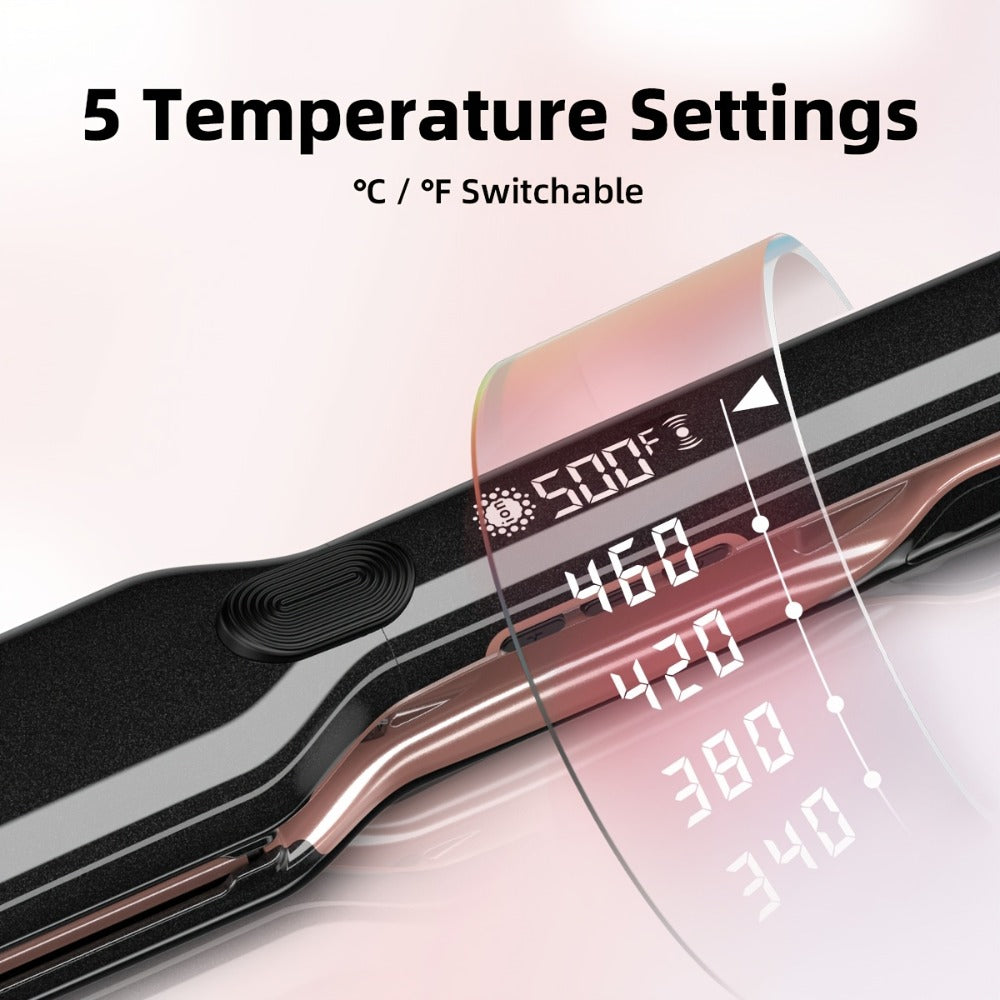 Plasma Ionic Hair Straightener Flat Iron 500°F with PTC Ceramic Oil Plates, LCD Display & 60-Min Auto Off — Frizz Control Professional Flat Iron for All Hair Types, 1" & 1.77" Plat - product image 2