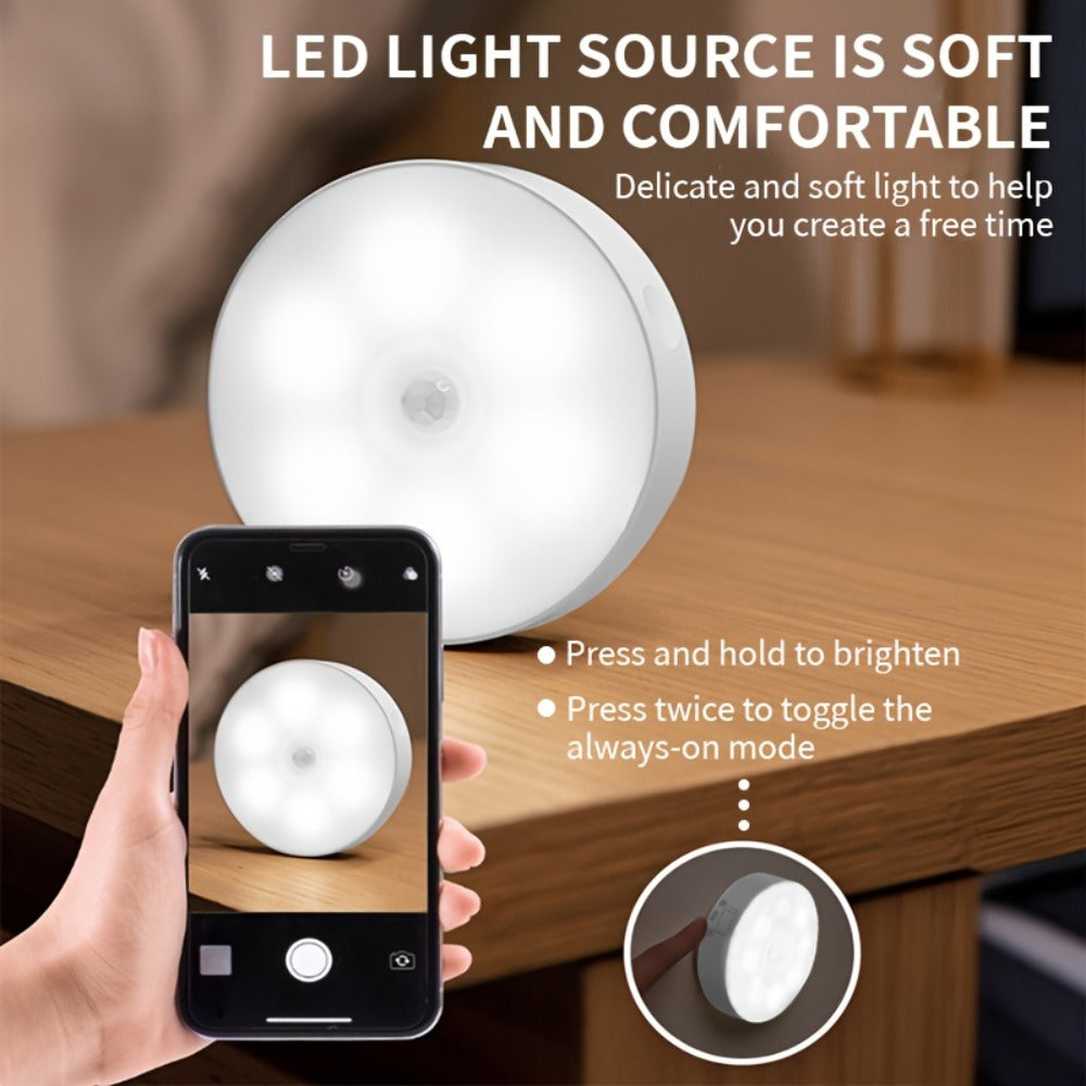 Motion Sensor Night Light 6 Pack Wireless Rechargeable 1000mAh - LED Step Lights with Motion & Light Sensor, Polished Plastic Sconce PVC Shade, Safe Night Lighting for Staircase Be - product image 8