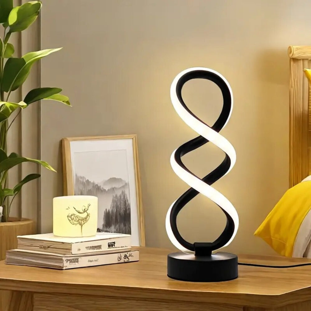Spiral LED Table Lamp, Dimmable Push Button Control Desk Light for Bedroom Living Room Office, Modern Metal Base Indoor Accent Lamp, Unique Spiral Design Home Decor Gift for Christ - product image 22