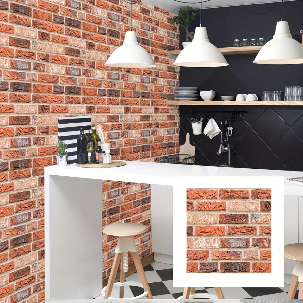 Peel and Stick Tile Stickers 20pcs Vintage Brick Pattern Self-Adhesive Waterproof Wall Tiles for Kitchen Bathroom Toilet – Removable Oil-Proof Backsplash Wall Art Decor - product image 14