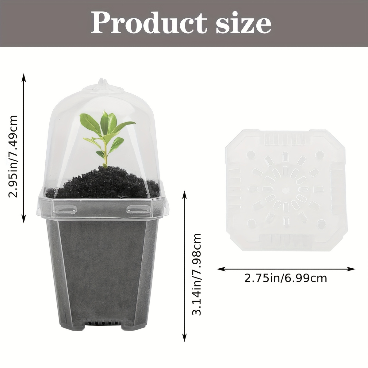 Clear Nursery Pots 3 Inch with Humidity Dome Lids 30pcs | Stackable Seed Starter Pots | Built-In Labels | Succulents Seedlings Cuttings Propagation - product image 3