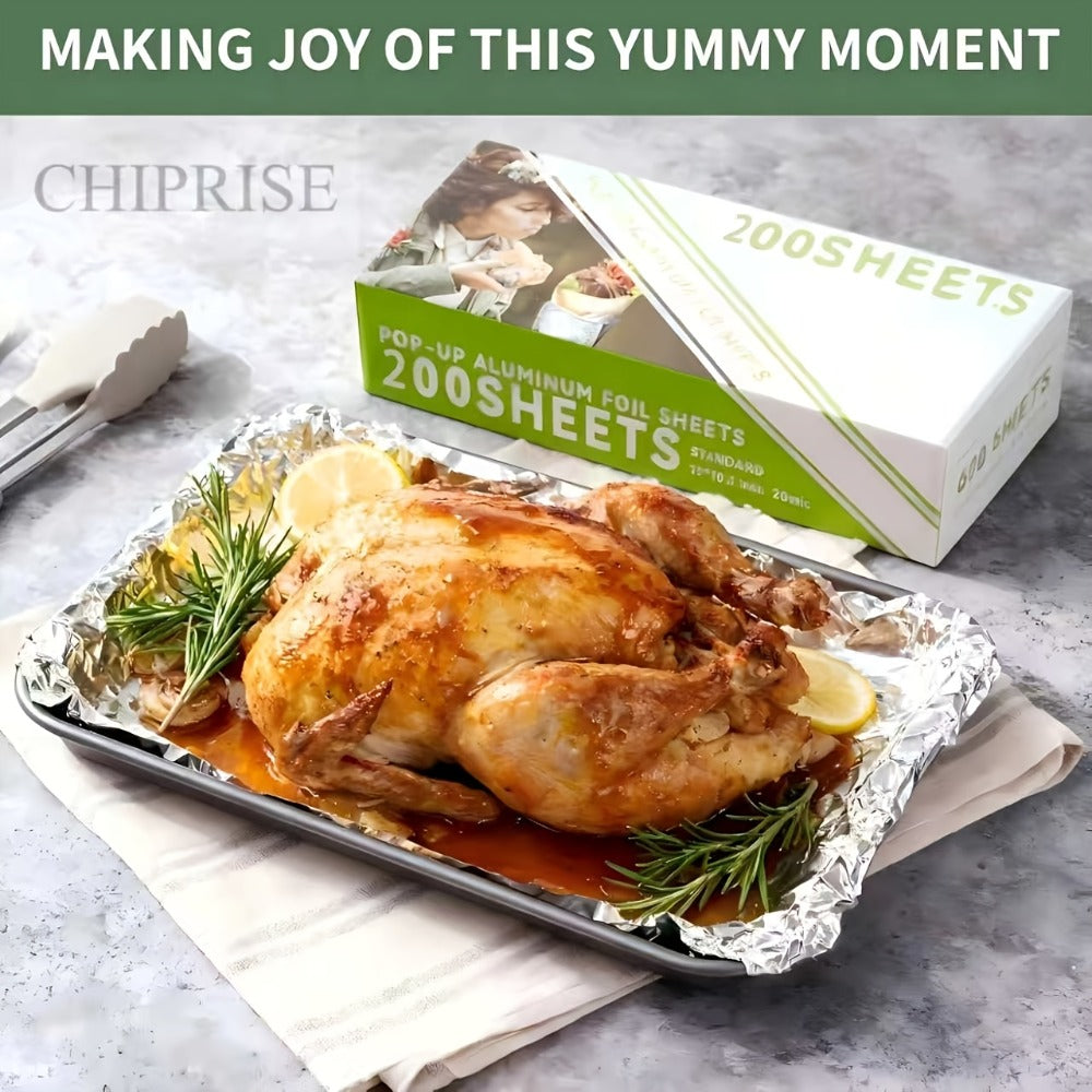 Pre-Cut Aluminum Foil Sheets 200-Count 9x10.75 Inch Pop-Up Dispenser Box Heavy Duty Foil for Baking Grilling Roasting Cooking Food Storage Restaurant - product image 7