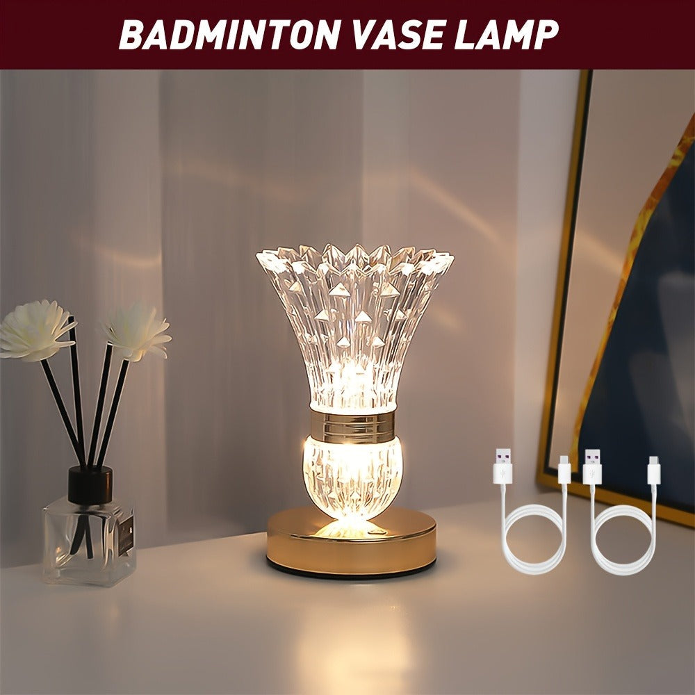 Crystal Vase Table Lamp Touch Control USB Rechargeable Adjustable Brightness Bedside Night Light - product image 13