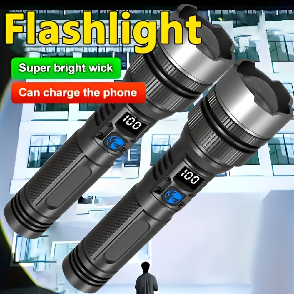 LED Flashlight Rechargeable 1000 Lumen – 2-Pack Super Bright Tactical Flashlight with Digital Display, Camping Fishing Hunting Emergency Lighting, Gift Box Included, Father's Day G - product image 2