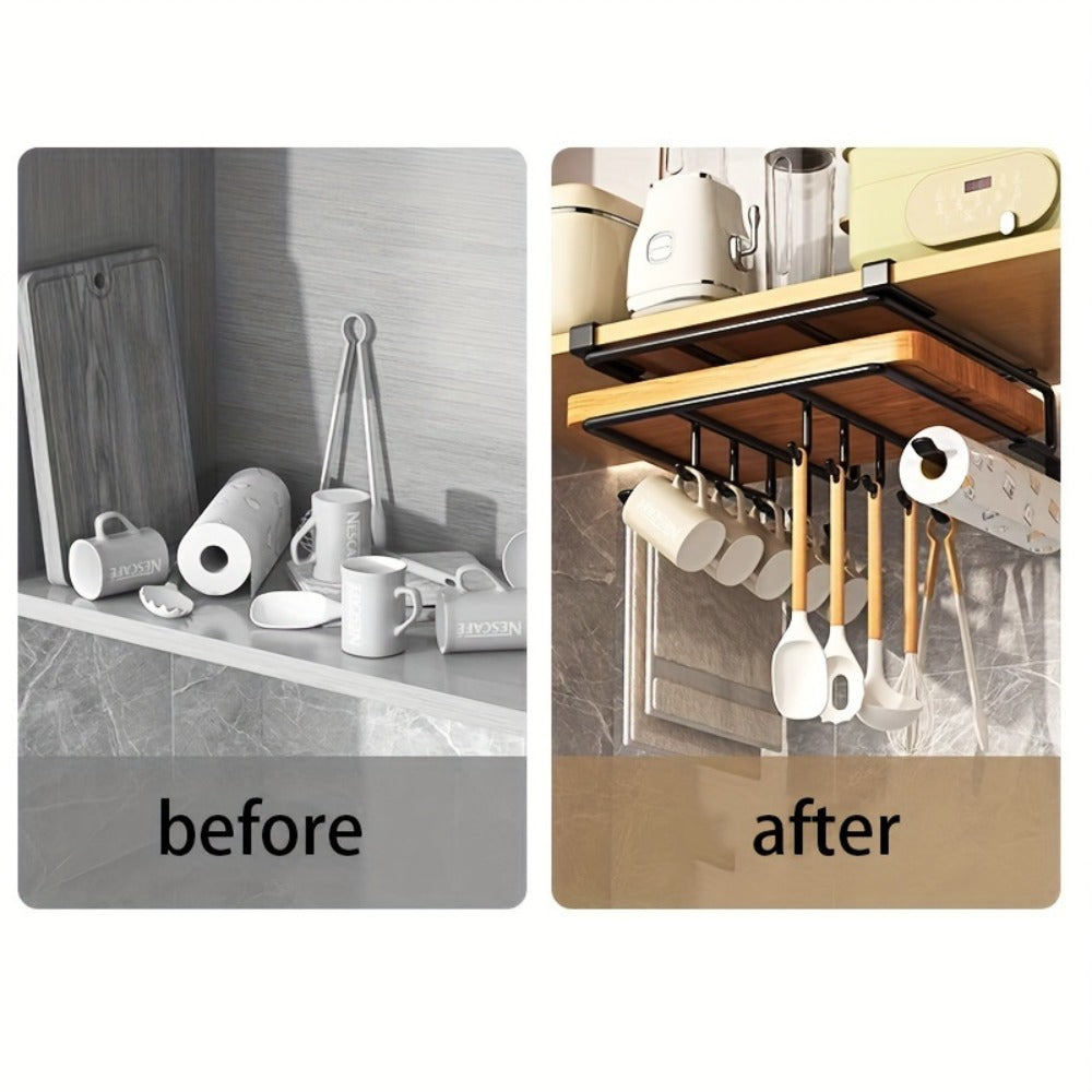 Kitchen Hook Rack for Cutting Boards Lids & Cabinet Door – Heavy Duty Carbon Steel Wall Mounted Organizer for Kitchen Tools & Bathroom Supplies, Rust-Resistant Black - product image 8