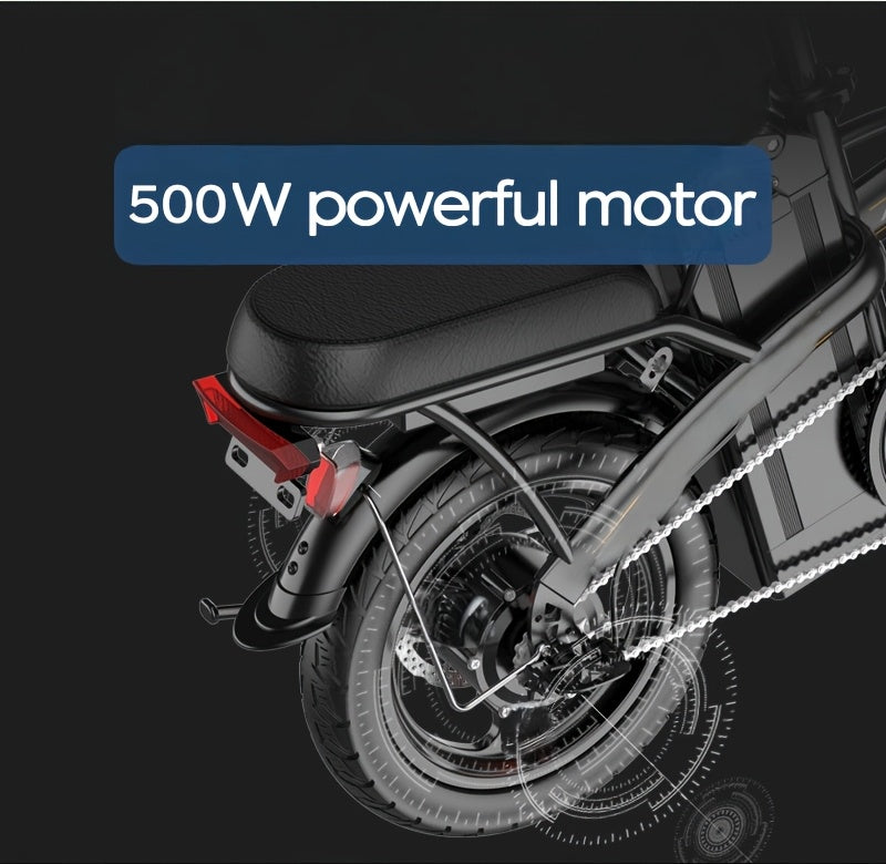14 Inch Foldable Electric Bicycle, 330 Pound Load-bearing Capacity, Max Speed Of 19MPH, 48V Lithium Battery, Range Of Approximately 18-28 Miles, Portable - product image 17