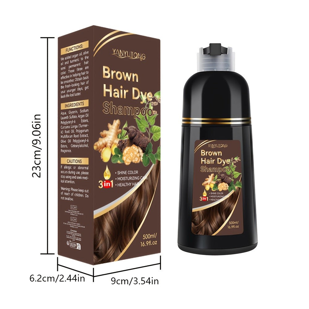 Plant Pigment Gray Coverage Hair Dye Shampoo 500ml — 2-in-1 Glycerin Moisturizing Color & Cleanse, Fast Gray Coverage, Black Brown Chestnut Red, Safe Unisex All Hair Types - product image 10