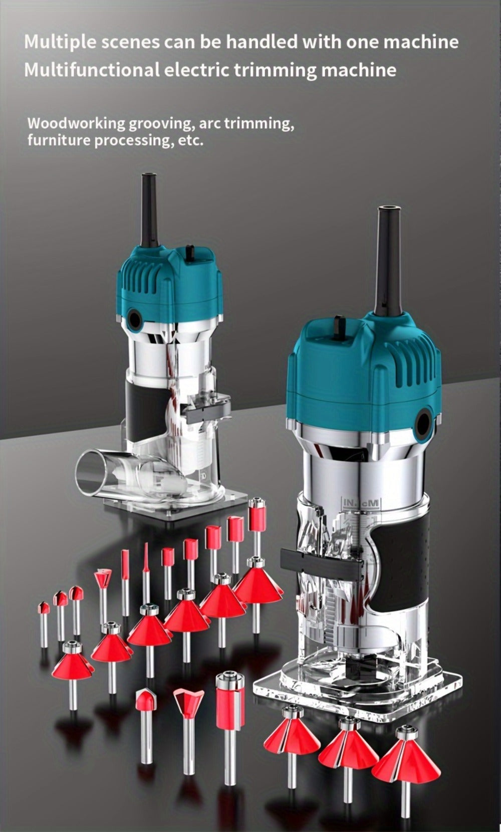 Wood Router 800W Trim Router for Woodworking - 35000RPM Electric Router with Edge Guide, Roller Guide, 6-Speed Adjustment for Precise Trimming, Profiling & Milling - product image 13
