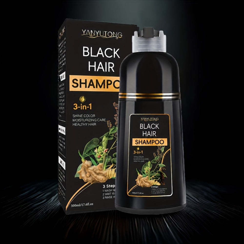 Gray Hair Coverage Shampoo 3-in-1 Black Hair Dye — Herbal Plant-Based Formula Dyes Cleanses & Conditions in One Wash, Moisturizing Nourishing Fast Color Results for Men & Women, 50 - product image 9