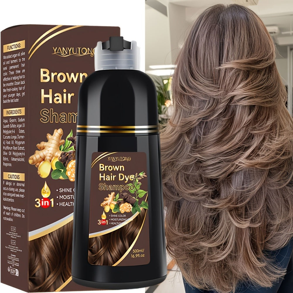 Ammonia-Free Herbal Hair Color Shampoo 3-in-1 Colors in 15 Minutes Lasts 30 Days - Semi Permanent Gray Coverage Moisturizing Cleansing Black Dark Brown Chestnut Brown Red for Women - product image 16