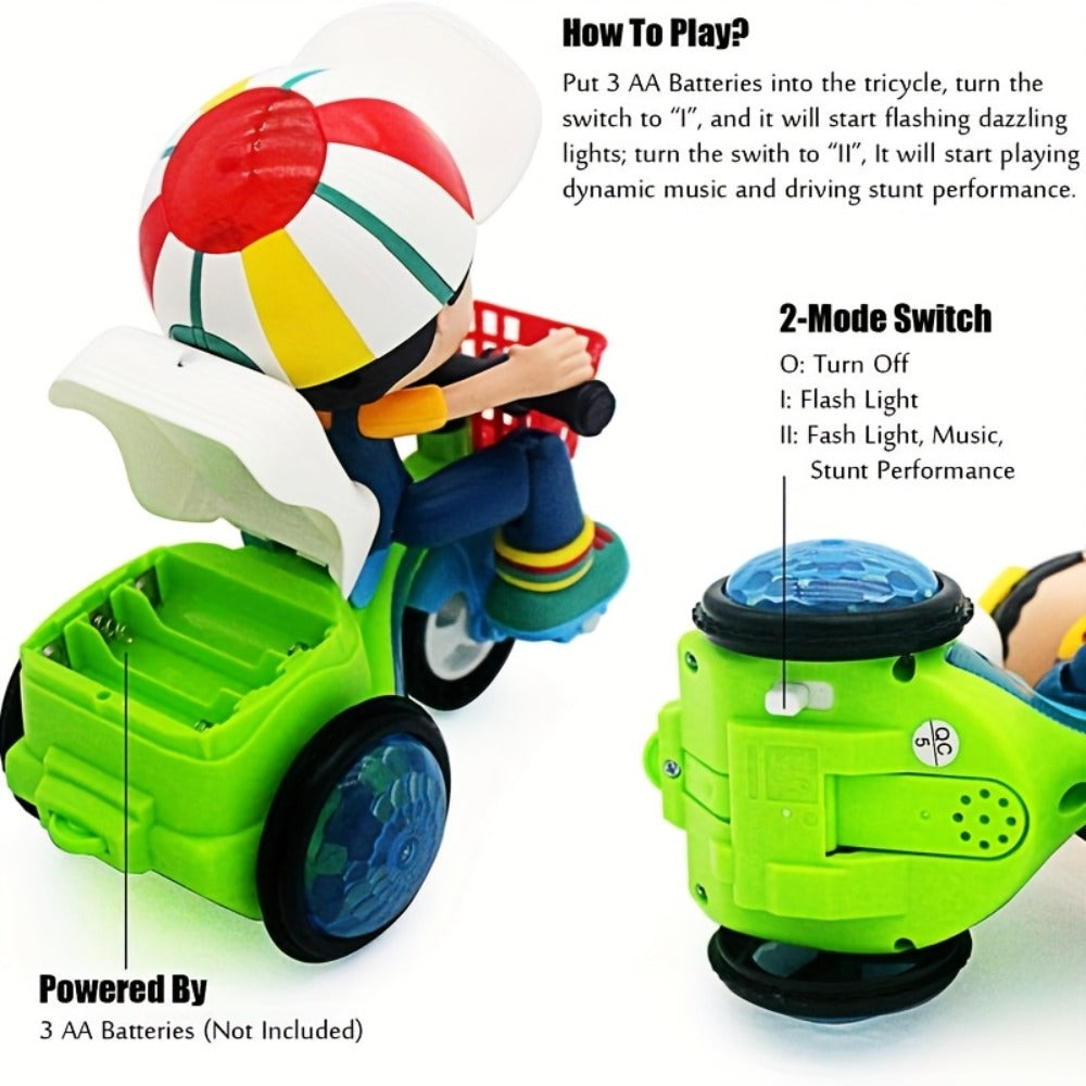 Push & Power Dual-Mode Stunt Vehicle for Toddlers Boys Girls, Birthday Christmas Gift (Multiple Colors) | Kids Electric Tricycle Toy Motorcycle with 360° - product image 16