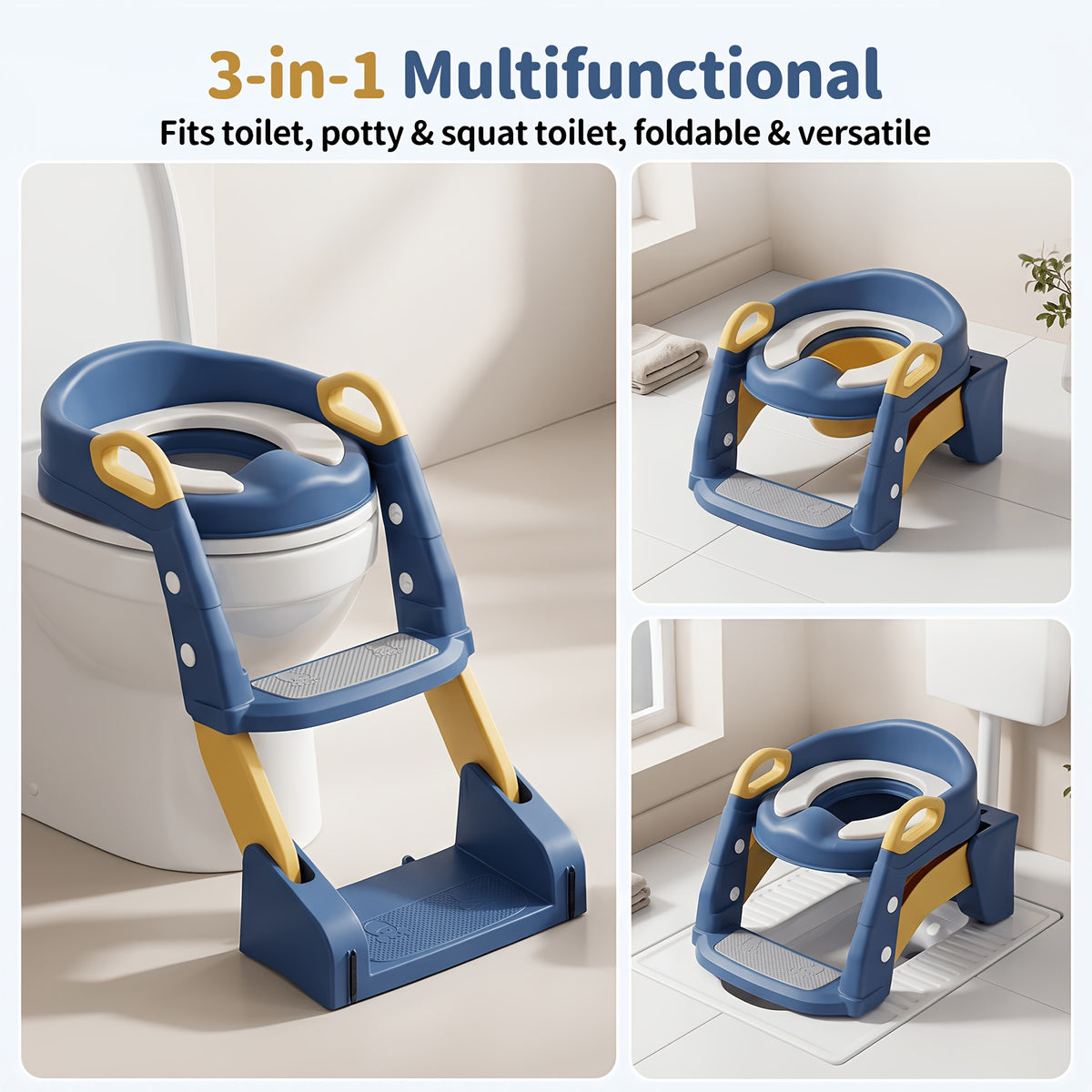 2-In-1 Toilet Potty Training Seat with Step Stool Ladder, Safe and Comfortable Potty Chair with Anti-Slip Design, Adjustable Height, Foldable for Easy Storage - product image 6