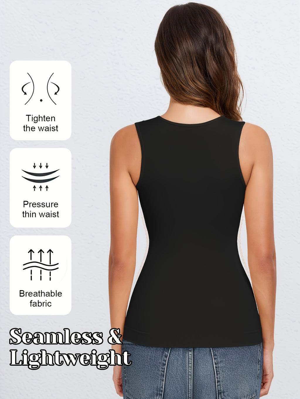 2pcs Tummy Control Shapewear Compression Tank Tops For Women Seamless Square Neck Body Shaper Camisole, Durable, Comfortable and Breathable, It Is Suitable For - product image 10