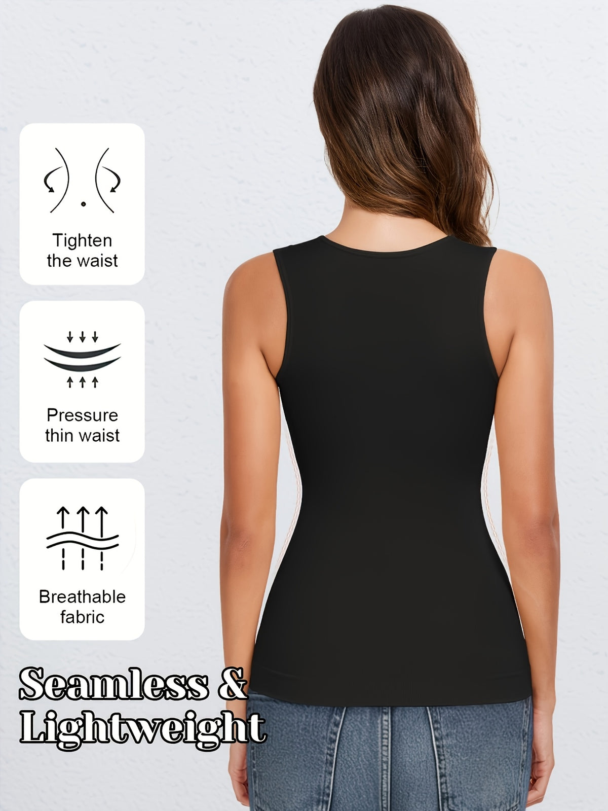 2pcs Tummy Control Shapewear Compression Tank Tops For Women Seamless Square Neck Body Shaper Camisole, Durable, Comfortable and Breathable, It Is Suitable For - product image 10