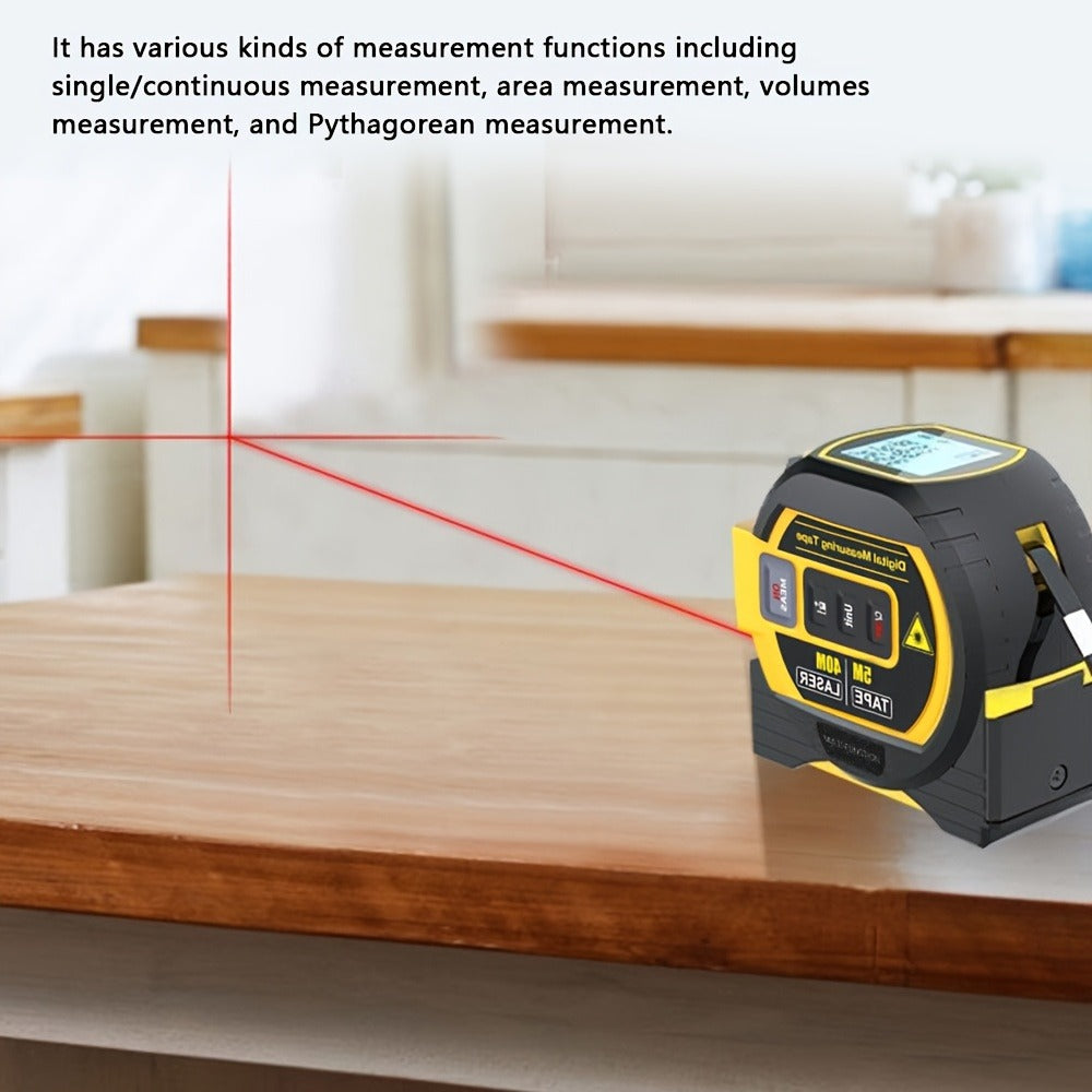 Laser Distance Meter 3-in-1 60M Laser Rangefinder with 5M Tape Measure Laser Cross Line Area Volume Pythagorean Measurement 20 Data Memory for Construction Housing Survey - product image 5