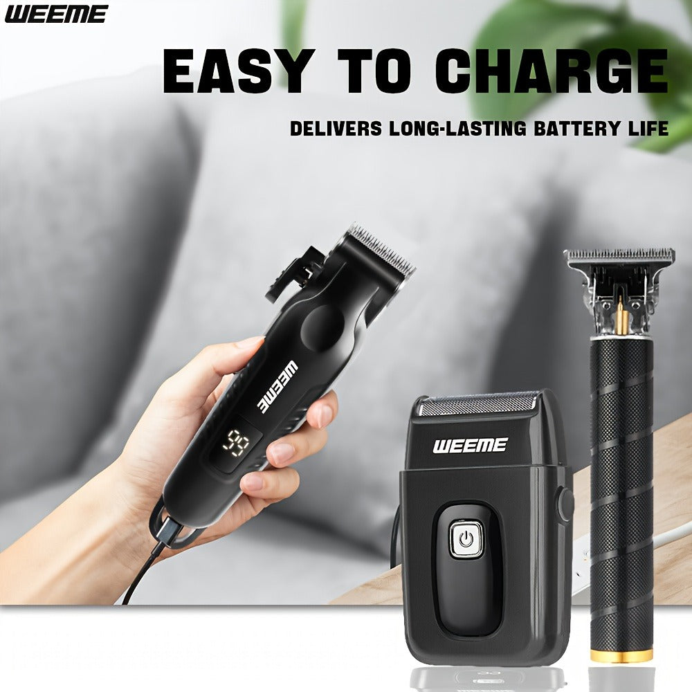 Men's Professional Grooming Kit – Cordless Rotary Shaver & T-Blade Trimmer, Type-C Charging, 6 Adjustable Combs, Non-Slip Beard Shaper for Travel & Family Haircut - product image 5
