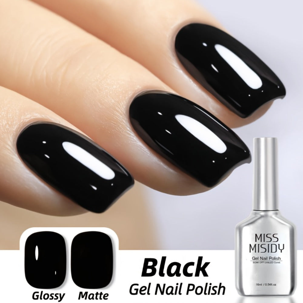 Odorless Gel Nail Polish Black & White 0.54oz MISS MISIDY Soak-Off UV LED Durable High Gloss – Self-Leveling Easy Application for Salon & Home Manicure Pedicure, Classic Minimalist - product image 3