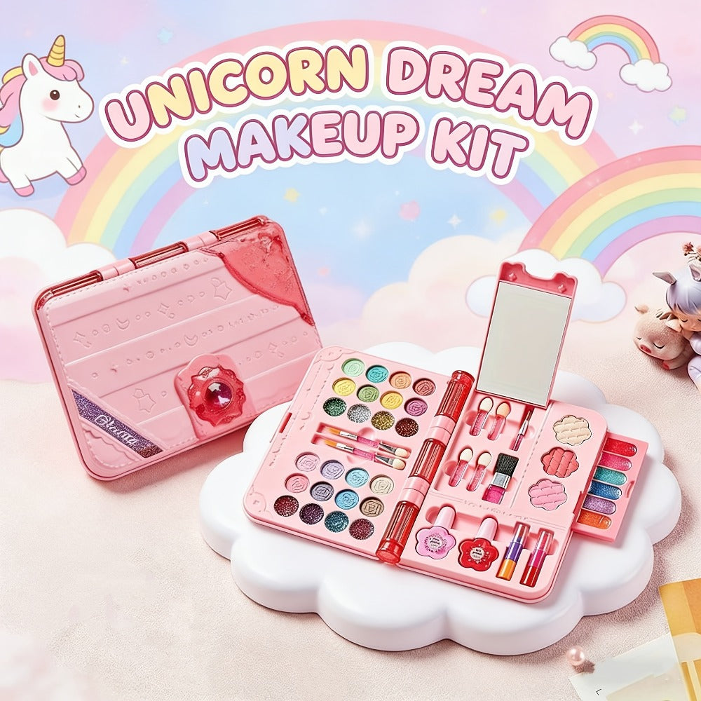Kids Washable Makeup Set with Mirror — Princess Makeup Case for Girls, Birthday & Halloween Gift, Safe Non-Toxic Cosmetic Play Set for Children - product image 2