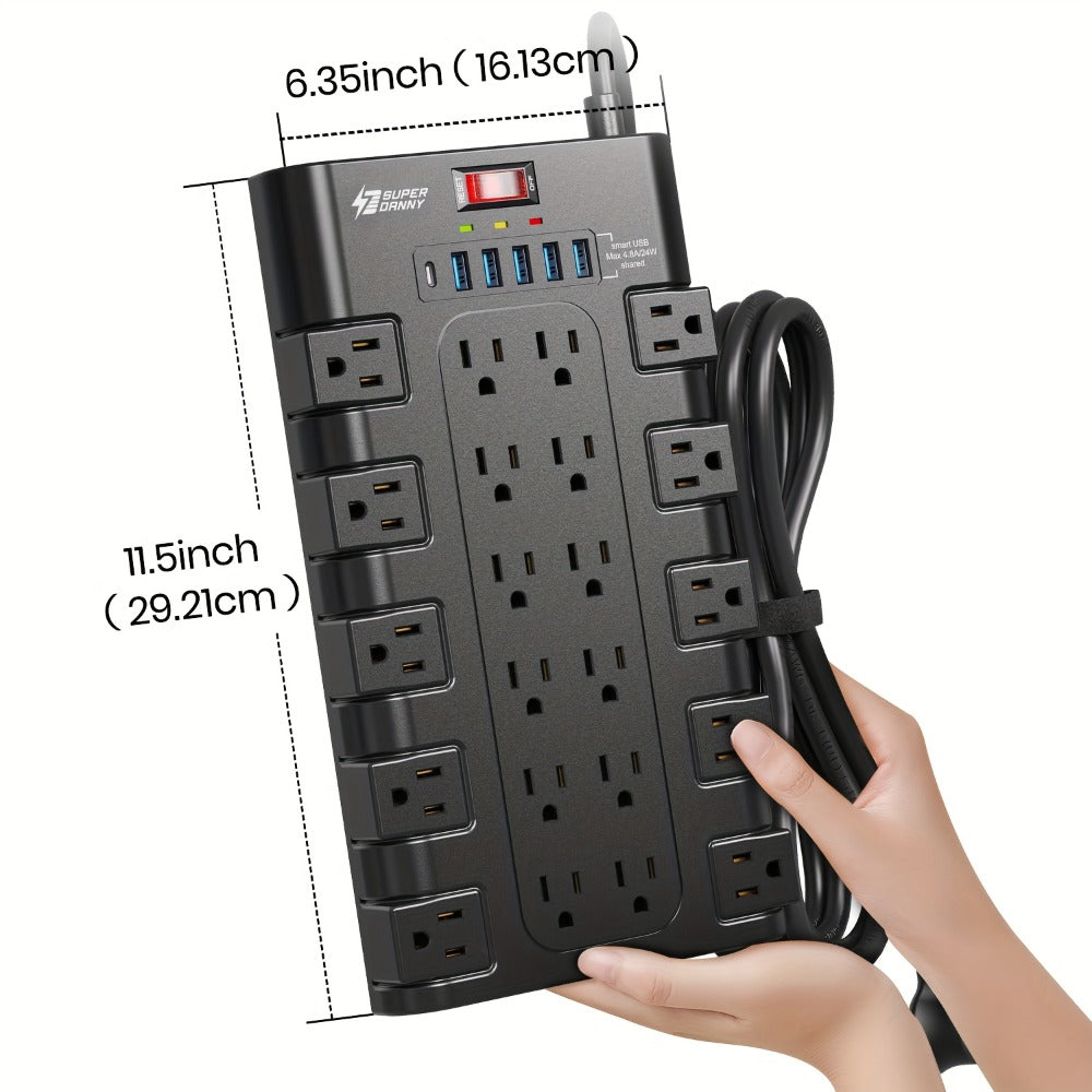 Power Strip Surge Protector 28-in-1 with 22 Widely Spaced Outlets 5 USB-A 2 USB-C Ports 2100 Joules Flat Plug Wall Mountable 6.48FT 14AWG Heavy Duty Extension Cord for Home Office - product image 11