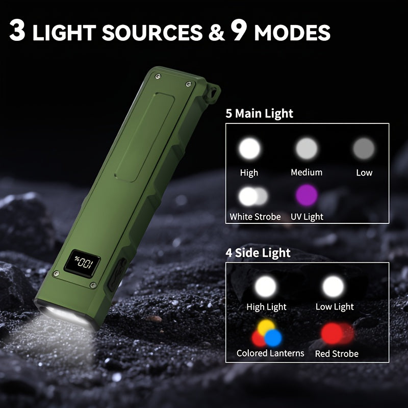 Magnetic LED Flashlight 9 Modes UV Side Light Digital Display 1500mAh Rechargeable Aluminum Torch for Home Emergency Camping - product image 2