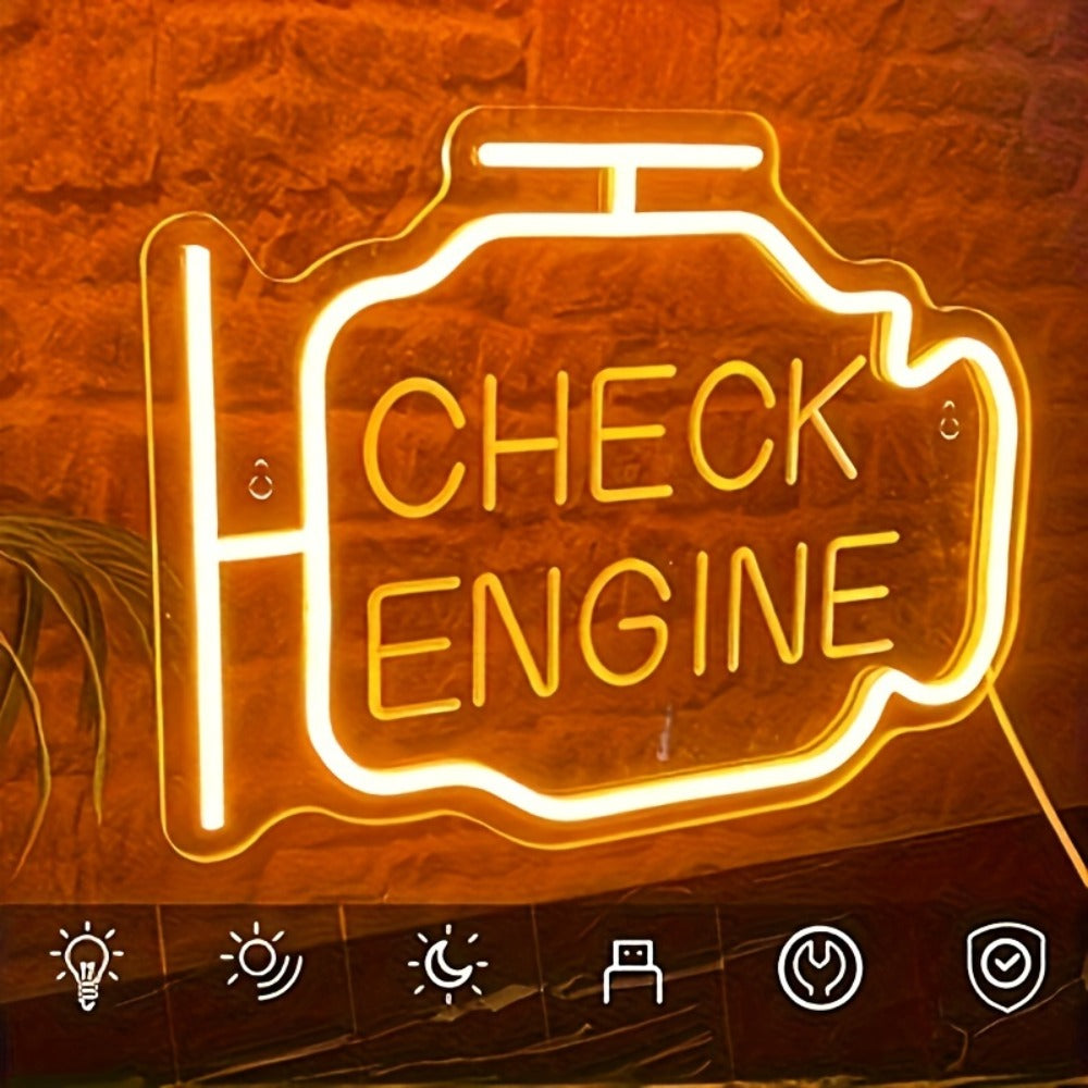 Neon Sign Check Engine LED – Funny Car-Themed Wall Mounted Light for Bedroom, Garage, Wedding, Engagement Party & Home Decor, Multipurpose Decorative Neon Lamp - product image 2