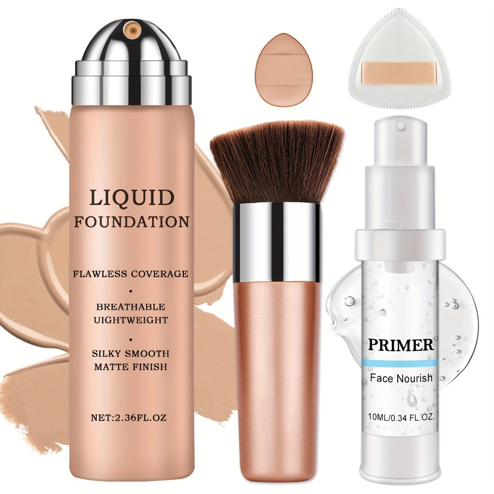 Full Coverage Liquid Foundation Makeup Long Lasting Matte Finish Buildable Formula for Mature Dry Skin Natural Beige Nude Shades Women Face Cosmetics Daily Office Gift - product image 4