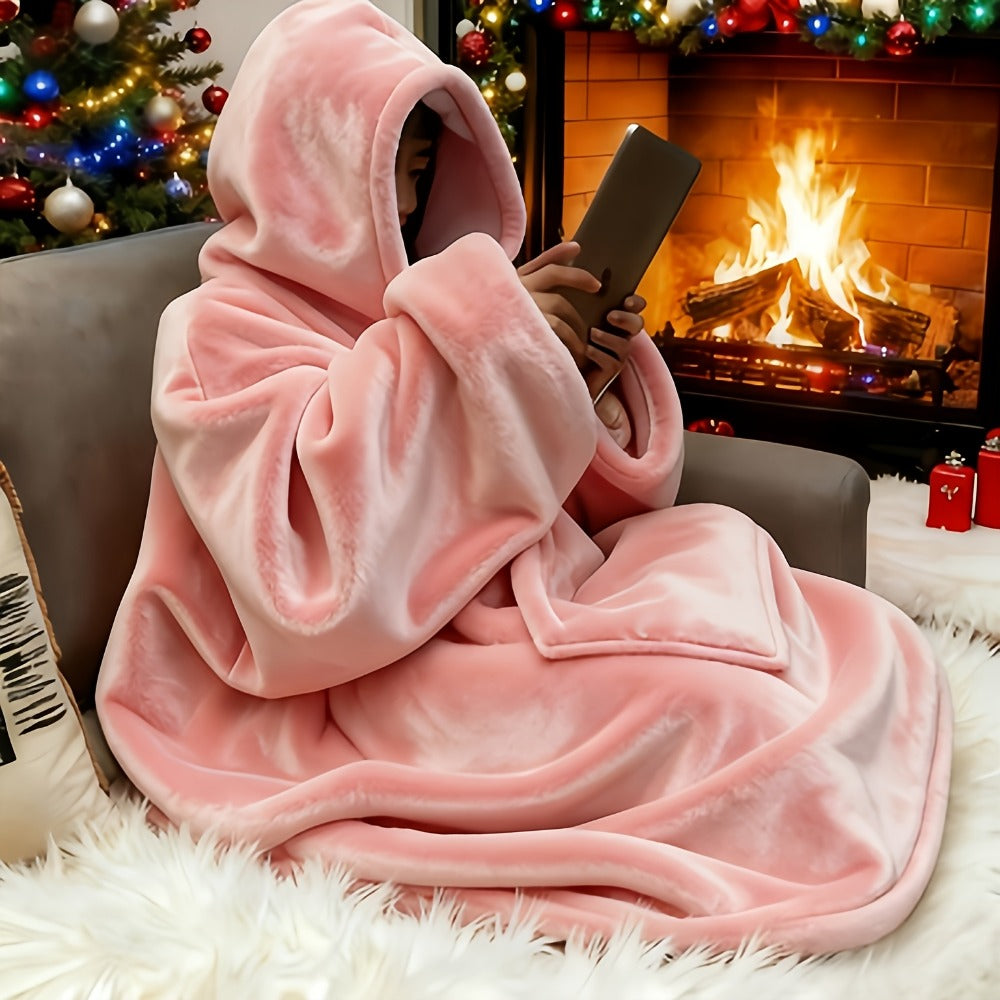 Hooded Wearable Blanket – Double-Sided Flannel Suede Hoodie Blanket for Women & Men, 500gsm Oversized Warm Cozy Sweatshirt - product image