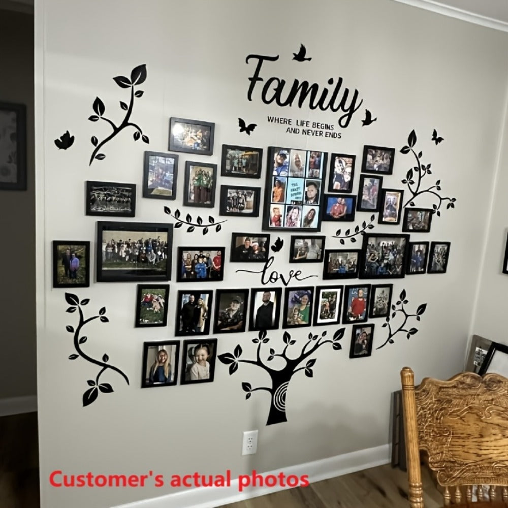 Family Tree Wall Sticker 3D Acrylic Photo Frame Collage – Removable Leaf-Shaped Picture Display with "Family" & "Love" Text, Peel & Stick Living Room Wall Decor, 81.5 x 57.48 Inche - product image 8