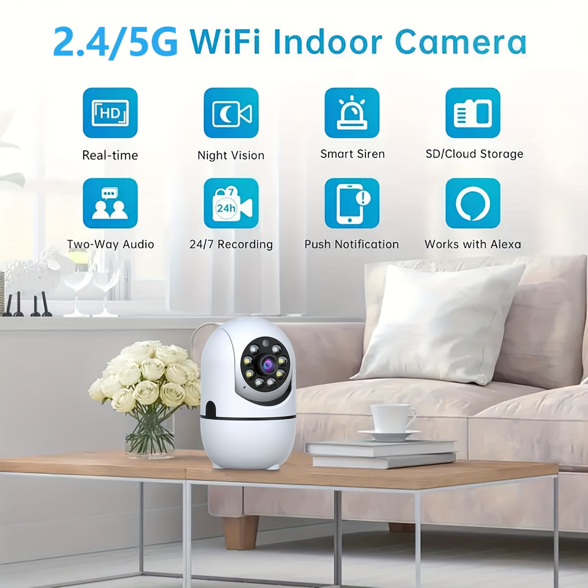 4pcs Wireless Security Camera Indoor with 355° Pan & Tilt, Night Vision, Motion Detection, 2-Way Talk, Baby/Pet Monitor, 2.4/5G WiFi, Support Cloud & Max. 256G - product image 21