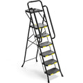 6 Step Ladder with Handrails & Tool Platform 800 LBS – Folding Step Stool Wide Pedal Steel Safety Ladder for Adults, Painting, Home, Garage & Outdoor Use – Auto Safety Lock, Compac - product image 14
