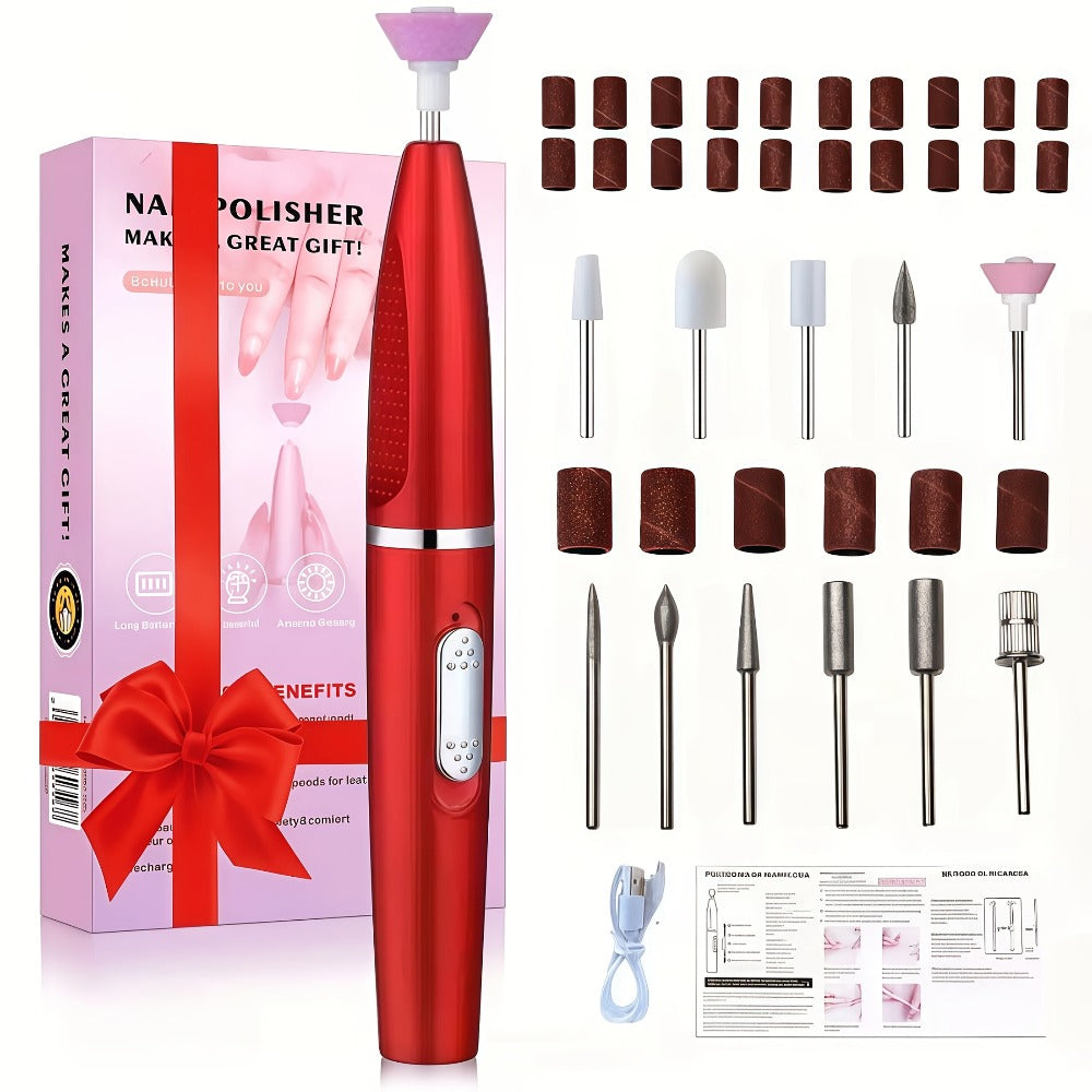 Nail Drill Kit 20000 RPM Variable Speed 11 Interchangeable Bits Electric Nail Grinder Portable Lightweight for Acrylic Gel Nails Pedicure Polishing Removal Salon Home Use Red Rose  - product image 11