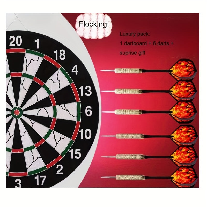 Dartboard Set with 6 Steel Tip Darts | 17 Inch Hanging Dart Board for Indoor Game Room, Holiday Party, Family Fun Night