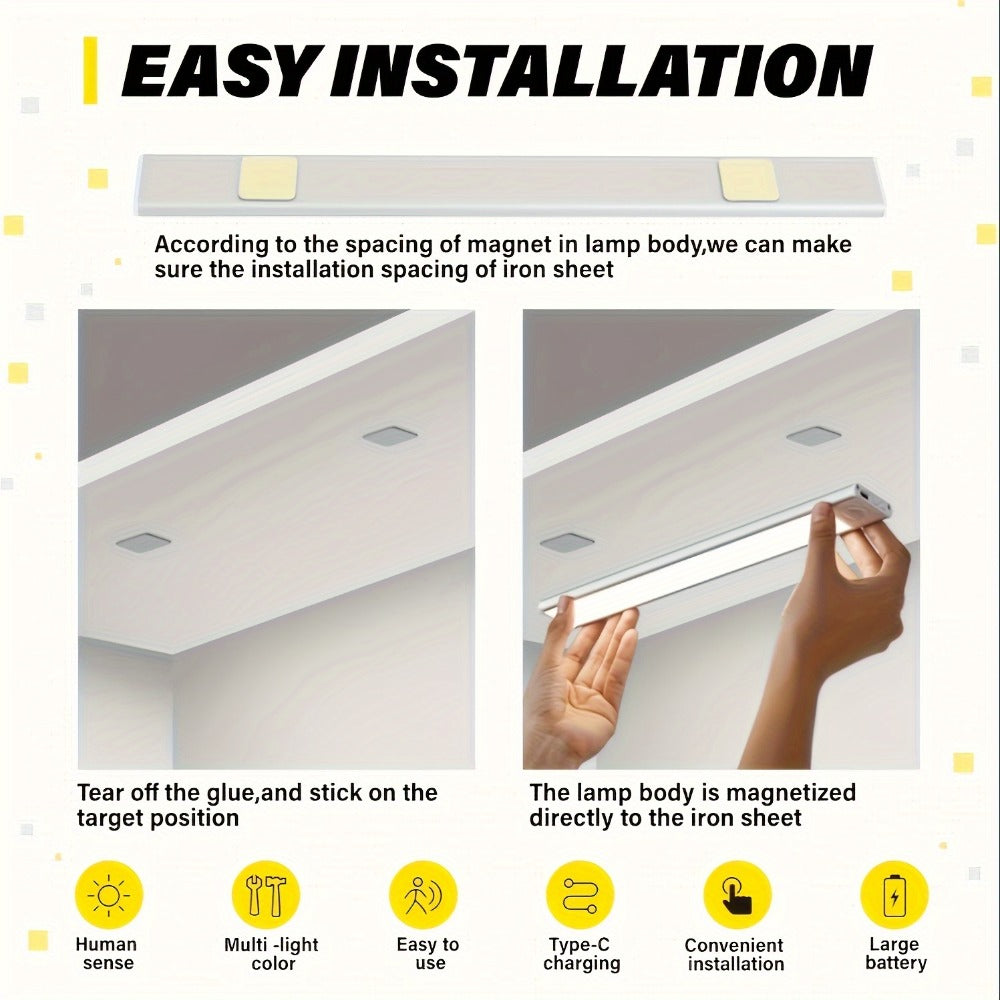 LED Motion Sensor Light USB-C Rechargeable 3 Color Temperatures Stepless Dimming Wireless Magnetic Under Cabinet Closet Night Light 1 2 4 Pack 20cm 30cm 40cm 50cm - product image 24