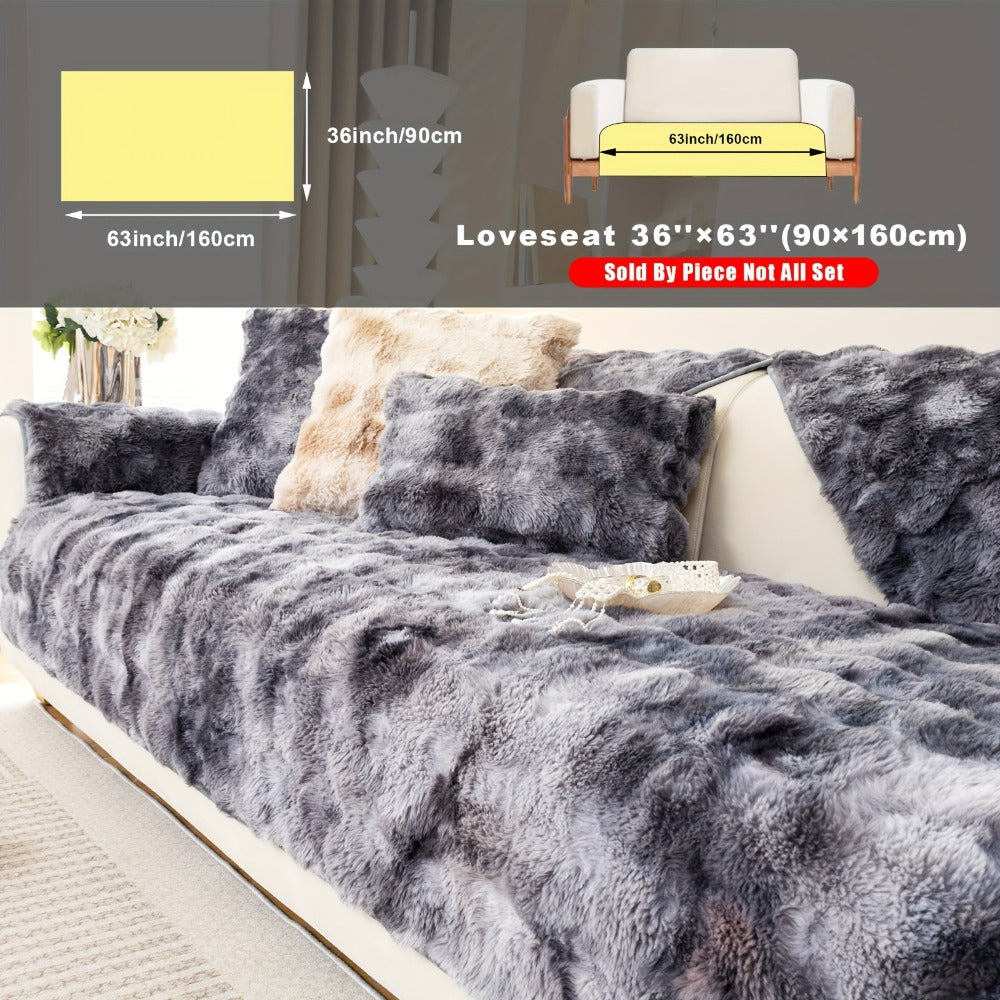 Plush Sofa Cover Faux Lamb Thick Fluffy Couch Slipcover Pet Friendly Machine Washable Gradient Color Polyester Furniture Protector for Armchair Single Double Triple Sofa Living Roo - product image 10