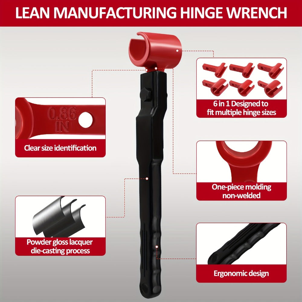 Door Hinge Adjustment Tool Kit 6-in-1 - Heavy Duty Steel Hinge Bender Wrench Set for Precise Door Gap Adjustment, Residential & Commercial Use, One-Piece Construction - product image 4