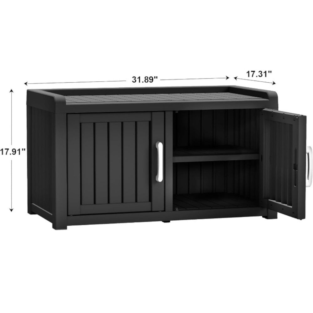 Shoe Storage Bench with Hidden Cabinet Entryway Bench All-Weather Resin Indoor Outdoor Porch Patio Mudroom Hallway Organizer - product image 4