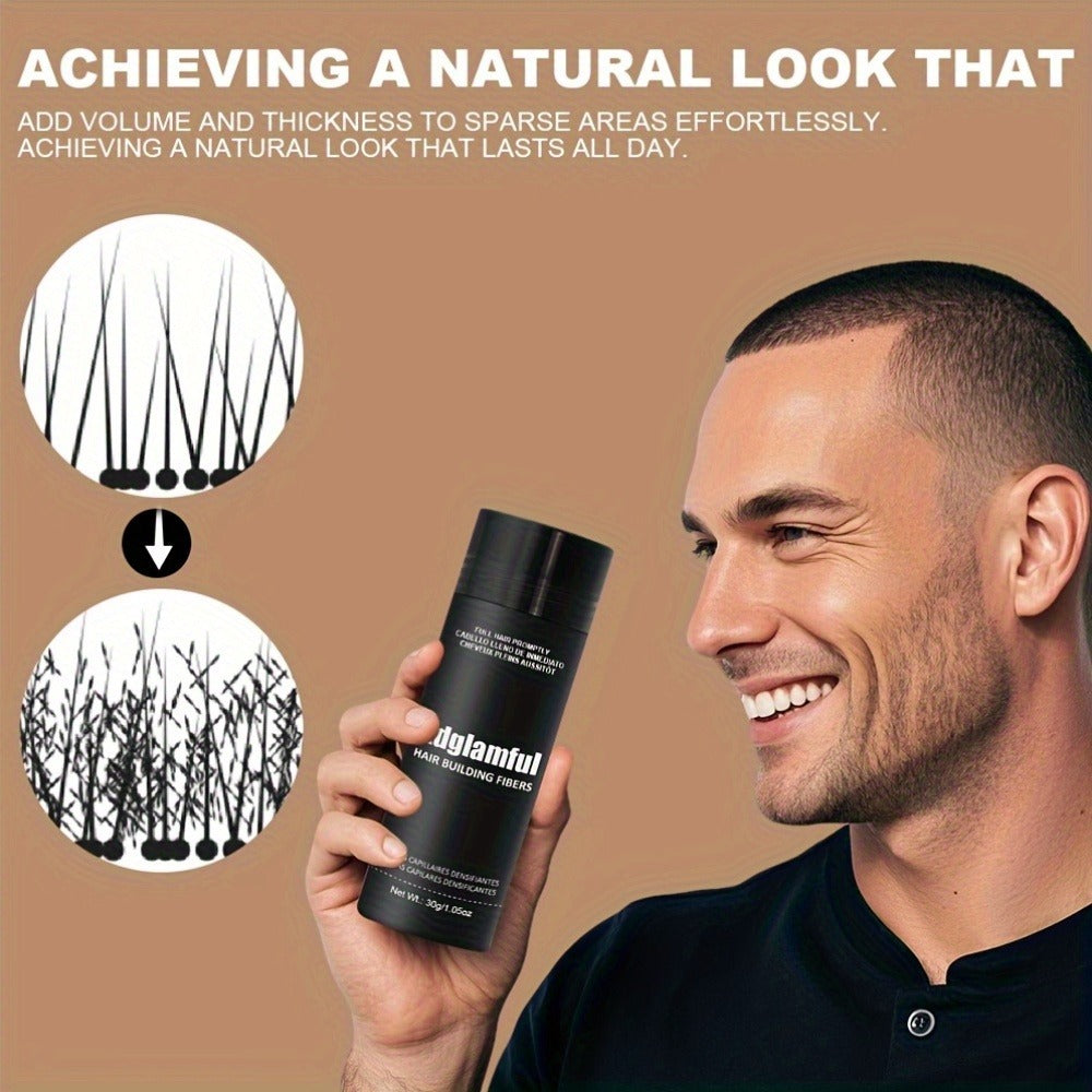 Hair Building Fibers 30g Large Size - Instant Thinning Hair Concealer for Volume, Thickness & Hairline Coverage | Natural Look | Unisex for Men & Women | Black & Dark Brown - product image 9