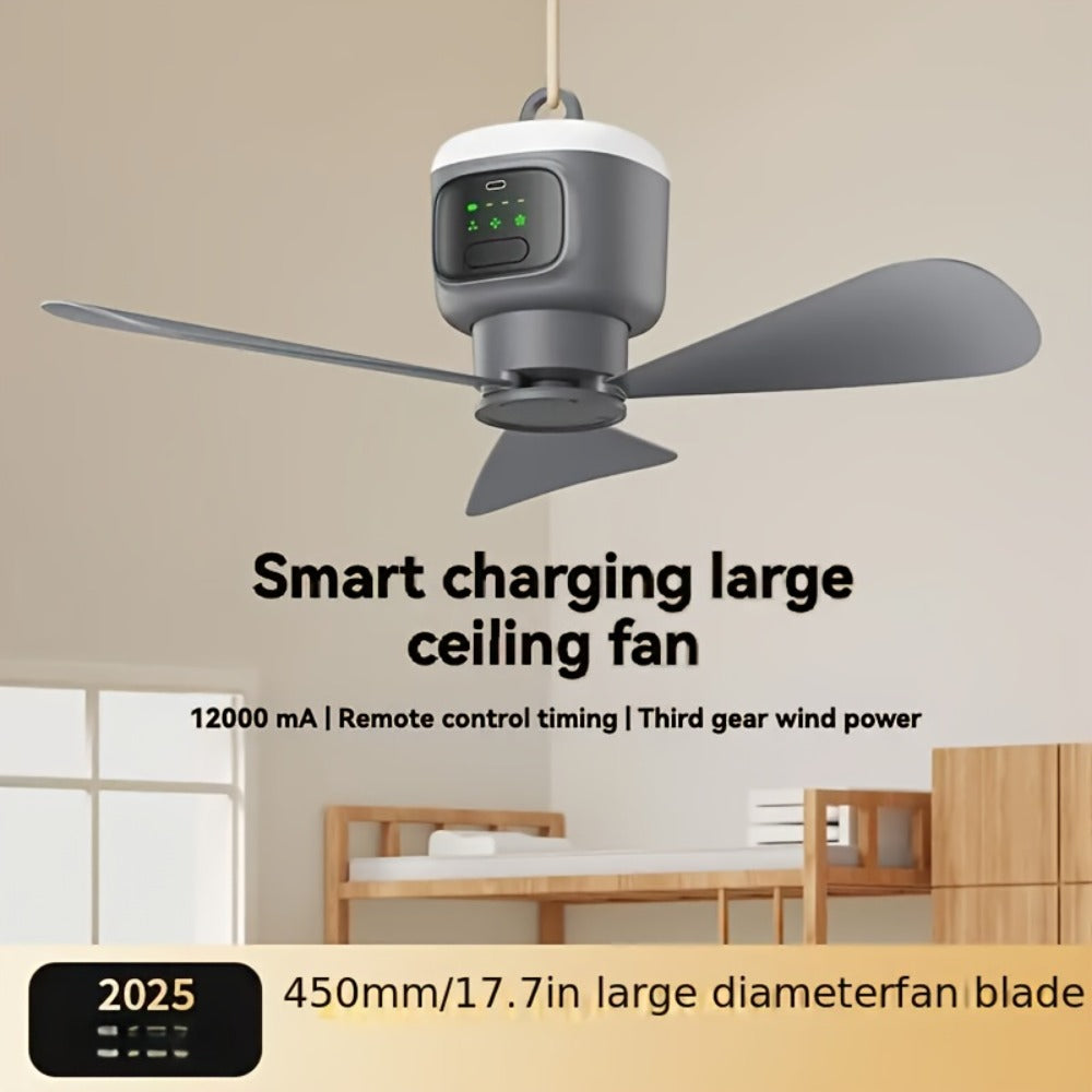Remote Control Camping Fan 12000mAh Battery Portable Outdoor Fan with LED Light 4-Speed Settings 8-Hour Timer 30-Hour Runtime Rechargeable Tent Fan - product image 8
