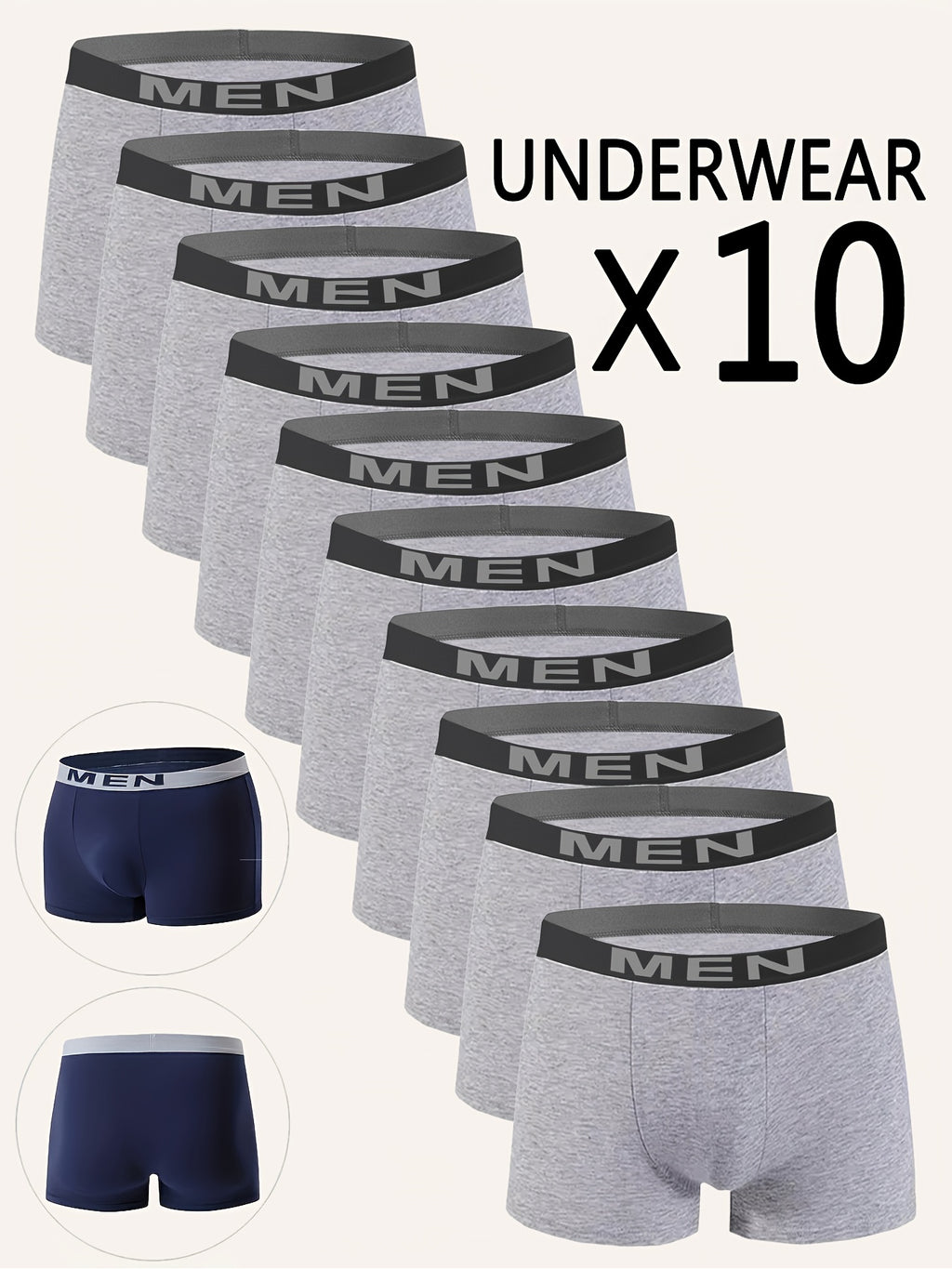 Random10pcs Men's Cool Boxer Briefs, Men's Letter[Man] Waistband Design, Breathable Comfortable Boxer Shorts, Elastic Sports Shorts, Men's Casual Underwear - product image 3